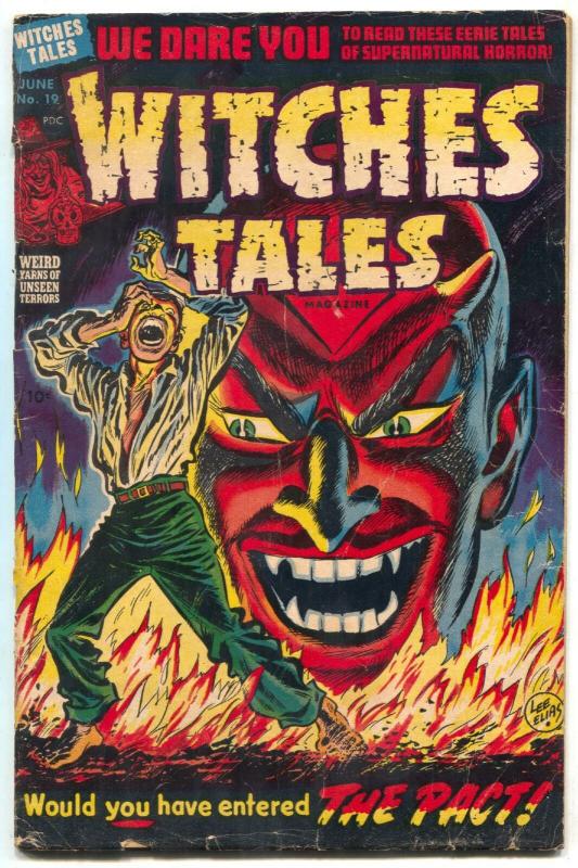 Witches Tales #19 1953- CLASSIC DEMON / DEVIL COVER- horror VG-