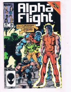 Alpha Flight #28 VF Marvel Comics Copper Age Comic Book Hulk Nov 1985 DE41 AD18