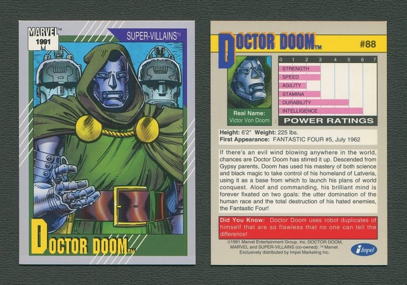 1991 Marvel Comics II  Card  #88 ( Doctor Doom )  MINT