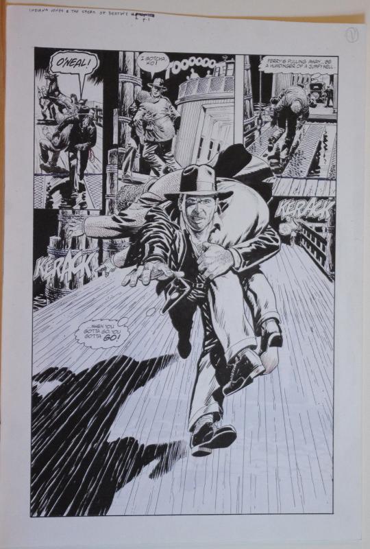 DAN SPIEGLE original art, Indiana Jones Spear of Destiny #2 pg 1,12x17, Splash