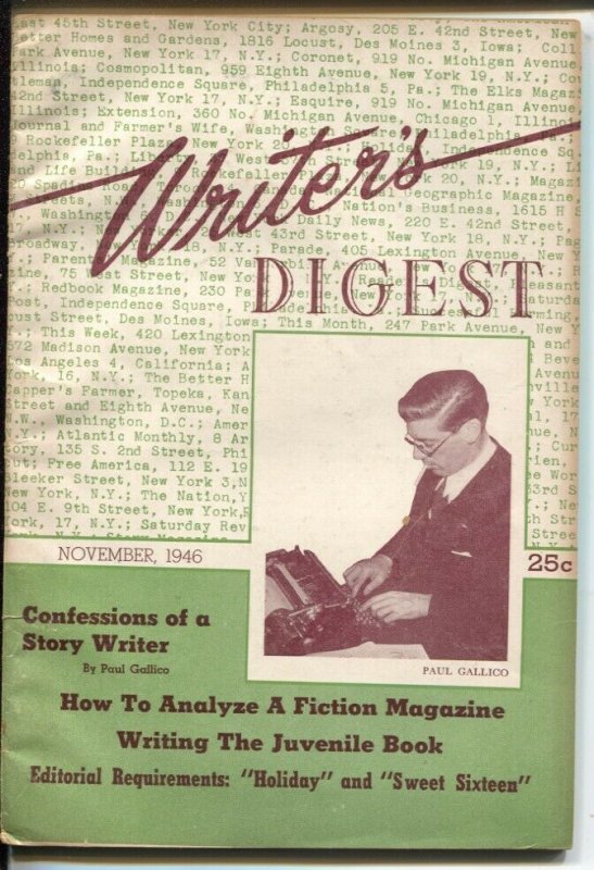 Writer's Digest 11/1946-Analyze A Fiction Mag-pulp info & history-Paul Galli...