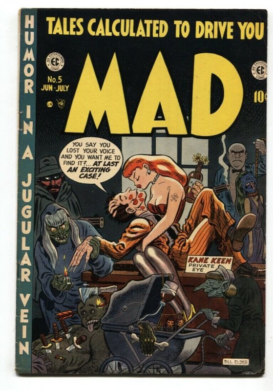 MAD #5-1953-EC COMICS-HARVEY KURTZMAN-WALLY WOOD-trimmed FN/VF