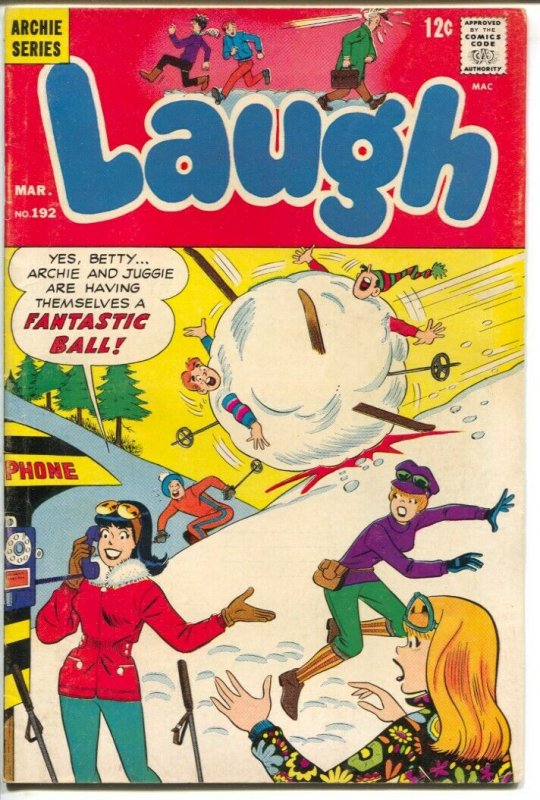 Laugh #192 1967-Archie-snow ball cover-Betty & Veronica-FN 