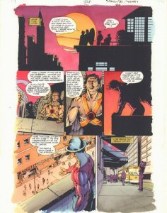 JSA #25 p.33 Color Guide Art - Hawkman and Flash Jay Garrick - by John Kalisz