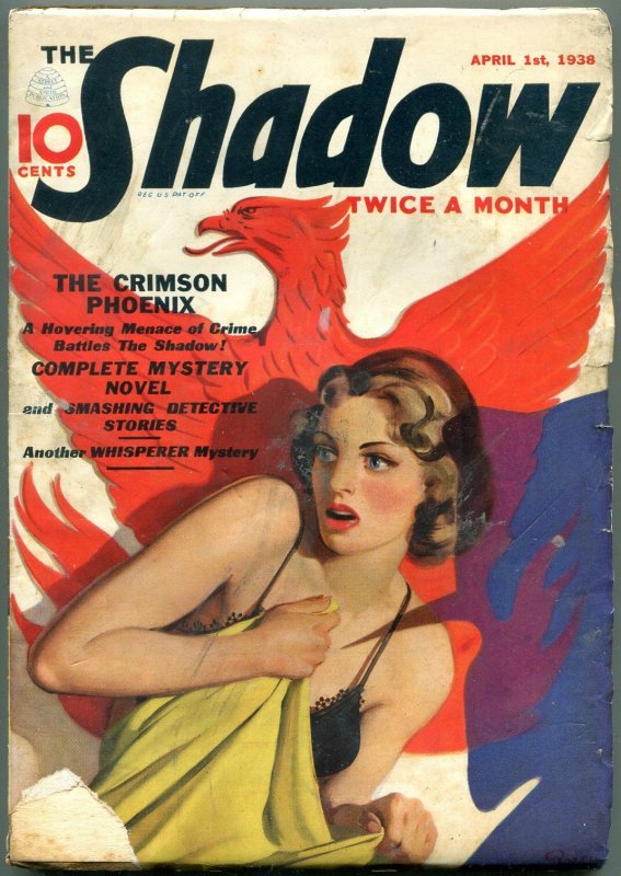 Shadow Pulp April 1 1938- Crimson Phoenix -Whisperer G/VG