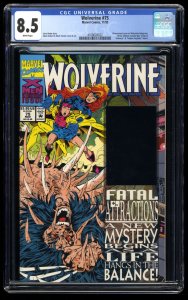 Wolverine #75 CGC VF+ 8.5 White Pages Hologram Cover!