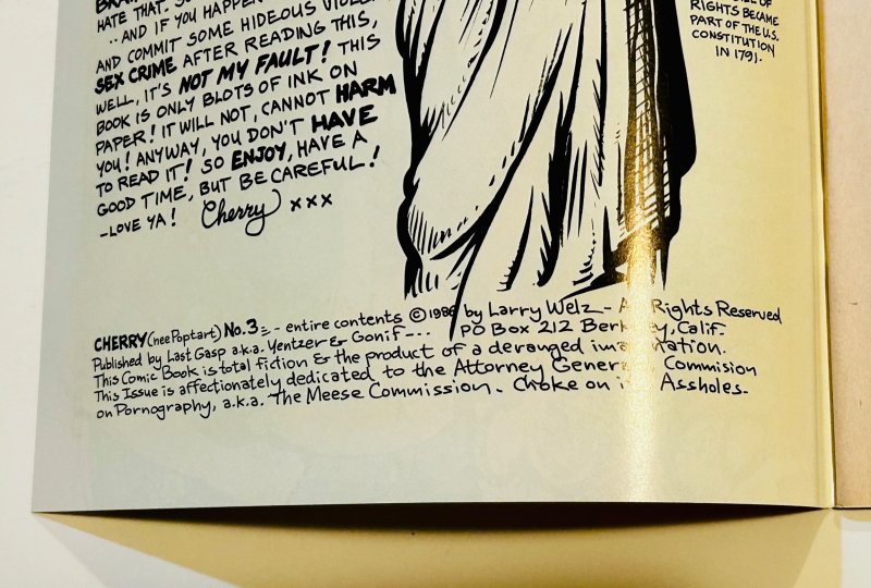 Cherry Poptart #3, 1986 1st Print | Larry Welz, Published By Last Gasp