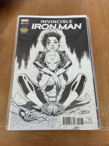 Invincible Iron Man #2 Midtown Comics Black and White Cover (2017)