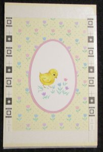 HAPPY EASTER Baby Chick w/ Egg Flower Border 5.75x9 Greeting Card Art #2213