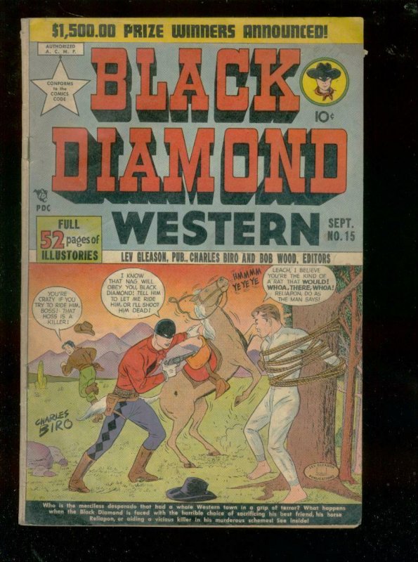 BLACK DIAMOND WESTERN #15 1949-SECRET IDENTITY COWBOY VG