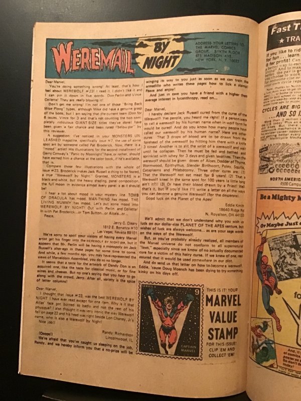 Werewolf by Night #27 (1975) 1st dr glitternight FN