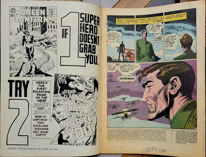 STAR-SPANGLED WAR STORIES #142 VG (DC 1969) ENEMY ACE VENGEANCE IS Joe Kubert