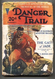 Danger Trail Jan 1927-Asian villain-Baumhoffer cover-Rare PULP MAGAZINE