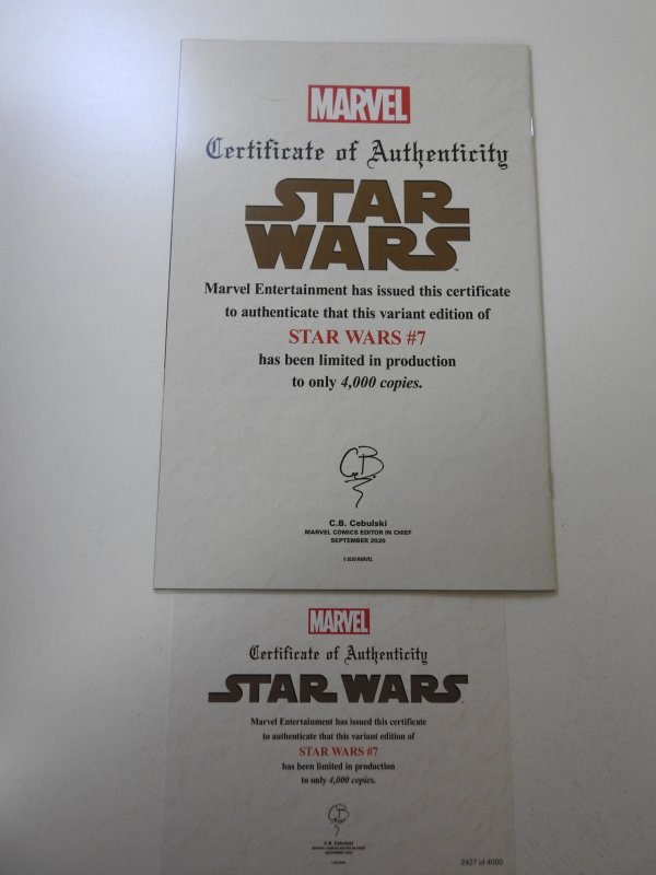 Star Wars #7 NM Condition! Variant! Certificate of Authenticity!