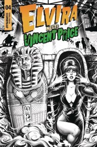 ELVIRA MEETS VINCENT PRICE #4 1:15 SAMU B&W VARIANT DYNAMITE 2022 EB211