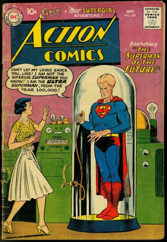 ACTION COMICS #256 1959-SUPERMAN LOF THE FUTURE-S'GIRL  G