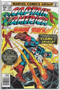 Captain America   vol. 1   #216 FN Human Torch, Lee/Kirby reprint ST 114