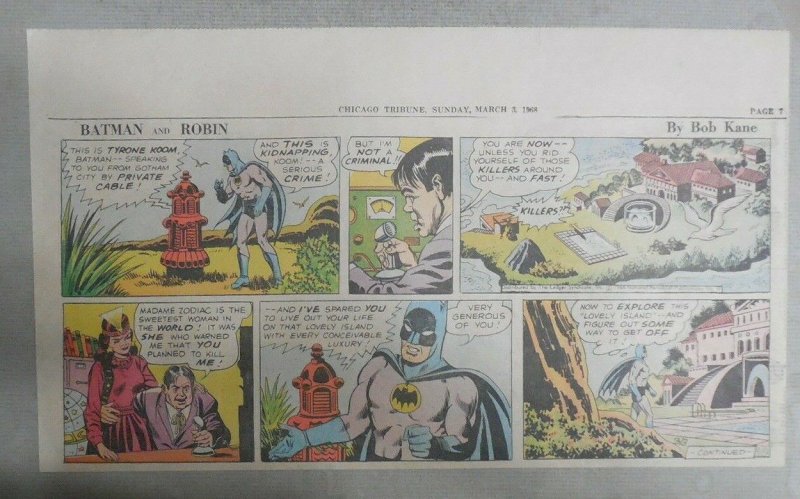 Batman Sunday by Bob Kane from 3/3/1968 Size: 7.5 x 15 inches