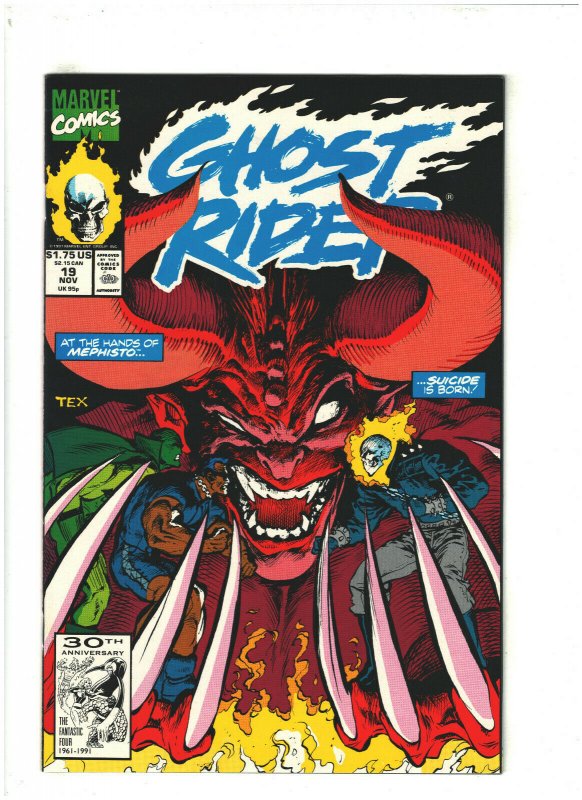 Ghost Rider #19 NM- 9.2 Marvel Comics 1991 Mark Texiera, Mephisto & 1st Suicide