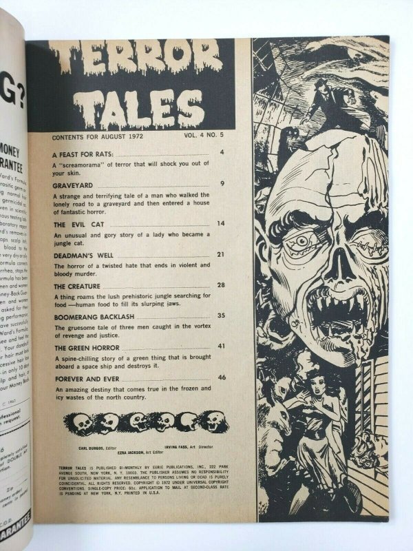 TERROR TALES Horror Magazine Vol. 4, No. 5 Eerie Publications August 1972