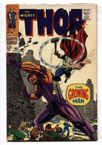 Thor #140 1967 comic book- Marvel Silver Age- Growing Man VG