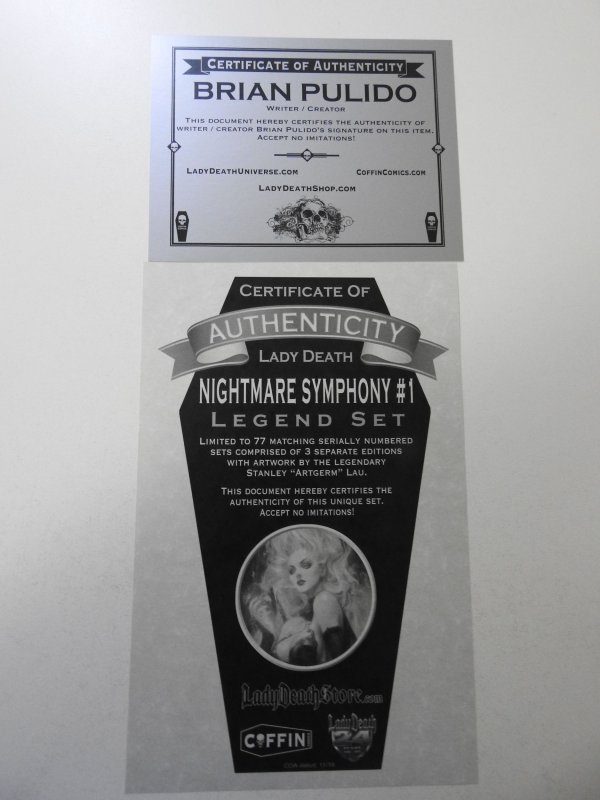 Lady Death: Nightmare Symphony #1 Noir Edition (2018) NM Cond! Signed W/ 2 COAs!