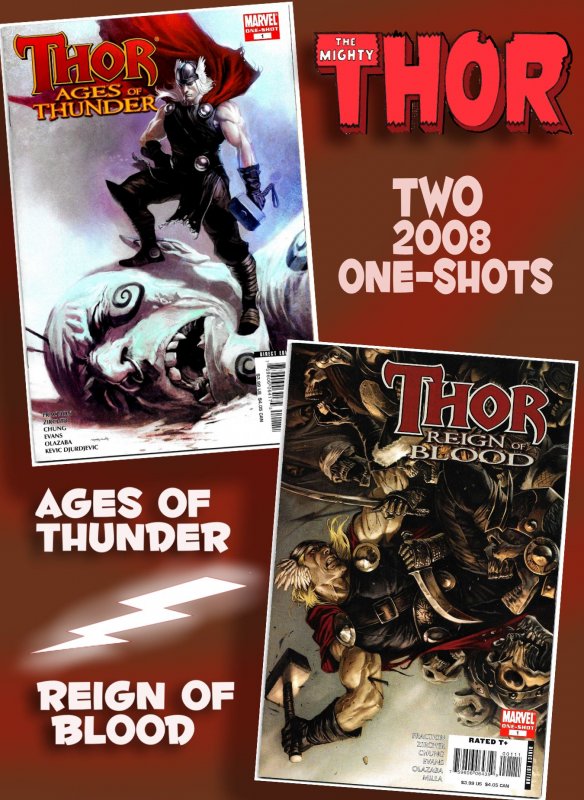 THOR: AGES OF THUNDER #1 (June 2008) & REIGN OF BLOOD #1(Aug 2008) Painted Story