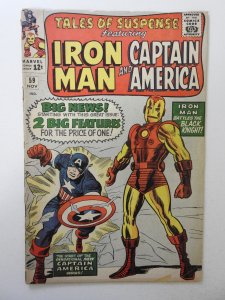 Tales of Suspense #59 VG- Condition 3/4 in spine split,  moisture stain