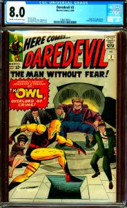 Daredevil #3 CGC Graded 8.0 Origin & 1st Owl