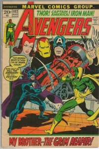 Avengers #102 ORIGINAL Vintage 1972 Marvel Comics Grim Reaper