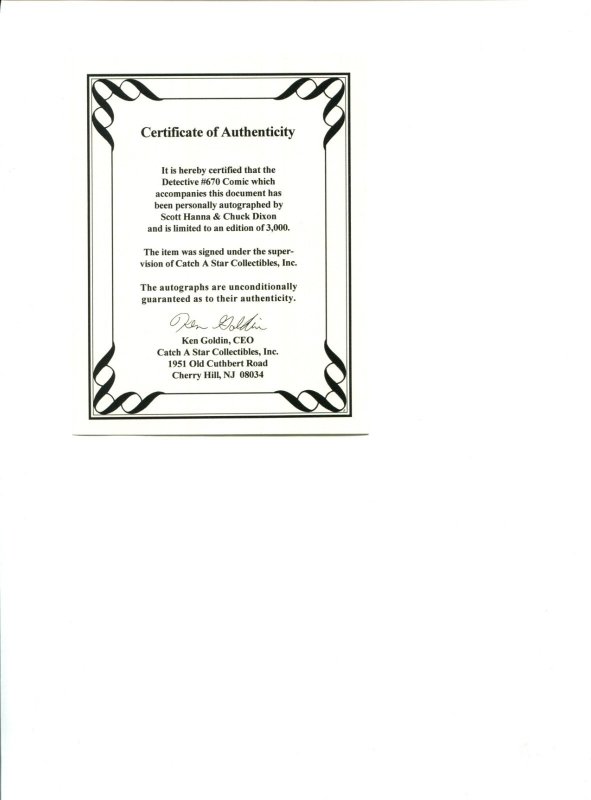 Detective Comics #670 - Signed Scott Hanna & Chuck Dixon (8.5) 1994