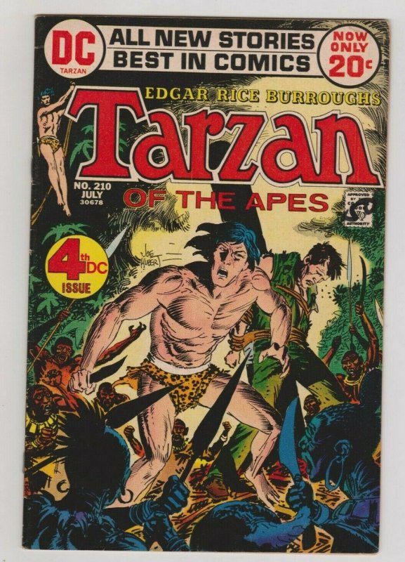 TARZAN #210 VG+ 1972 DC COMICS JOE KUBERT ART TARZAN ORIGIN