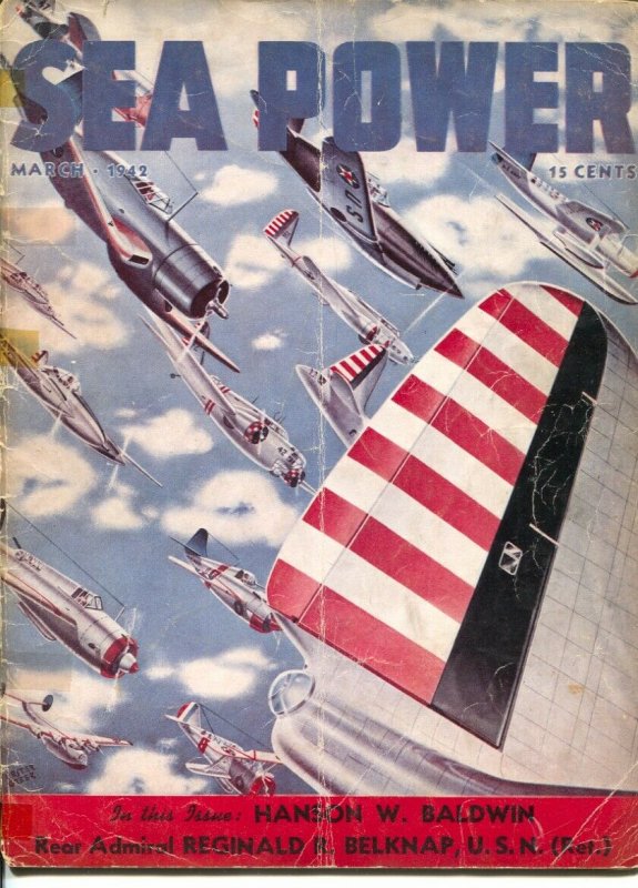 Sea Power 3/1942-Wings At War cover-Lester Greer-war pix &info-G