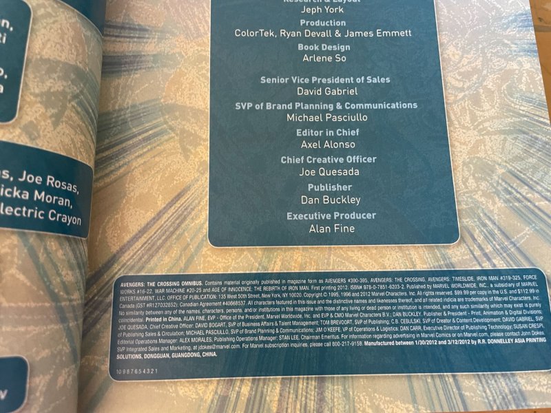 Avengers The Crossing Omnibus 1st Print