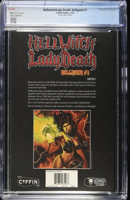 Hellwitch Lady Death Hellgasm #1 Krome Blackest Metal Edition CGC 9.9 /15