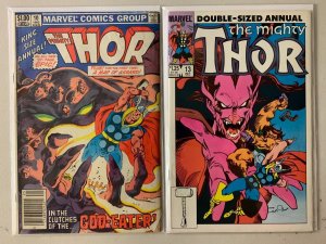 Thor comics lot #340-398 + 2 annual 42 diff avg 6.0 (1984-88)