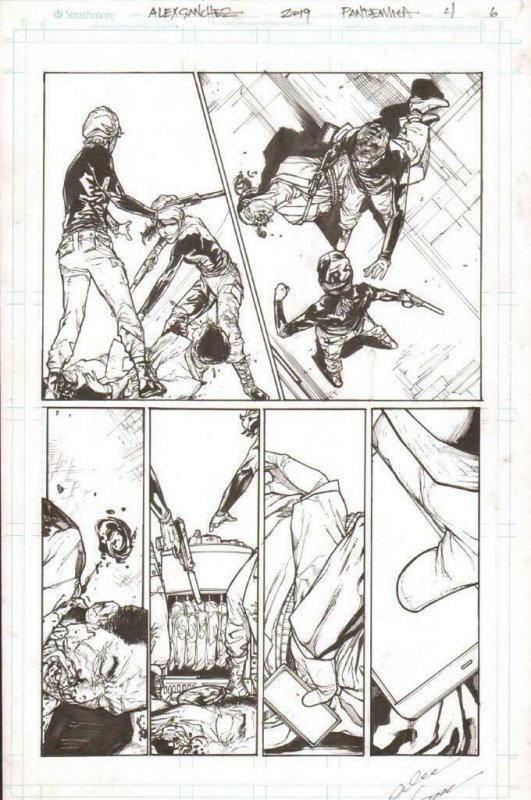 Pandemica #4 pg 6 Original Art Alex Sanchez bestselling author Jonathan Maberry 