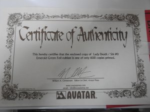 Lady Death/Shi #0 (2007) Emerald Green Foil Edition LDT 600 Signed W/ COA