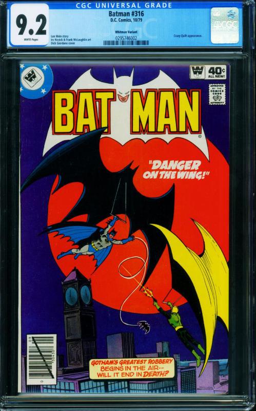 Batman #315 CGC 9.2 1979-Bronze Age-Whitman variant-  0295746002