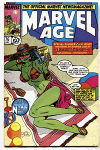 Marvel Age #76--1989--comic book--SHE-HULK swimsuit cover--VF-
