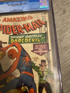 The Amazing Spider-Man #16 (1964)1st daredevil/Spider-Man xcross beautiful book