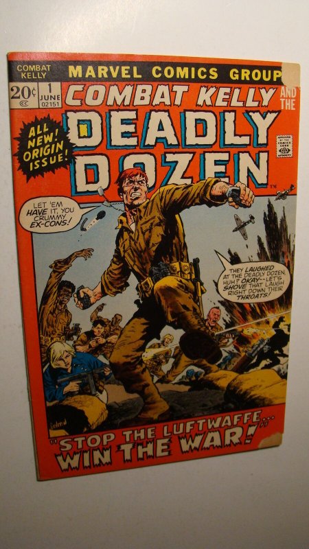 COMBAT KELLY 1 *SOLID COPY* DEADLY DOZEN VS LUFTWAFFE 1972 MARVEL WAR COMICS 