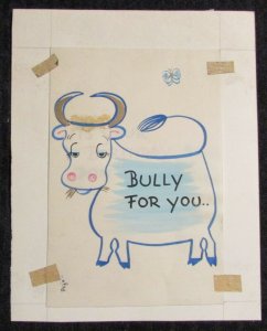 HAPPY BIRTHDAY White Bull Bully For You 5x7 Greeting Card Art #nn