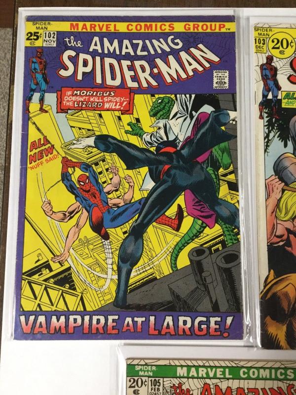 Amazing Spider-man 102 103 104 105 106 107 108 109 110 5.5-7.5 Fn- / Vf- Av Fine