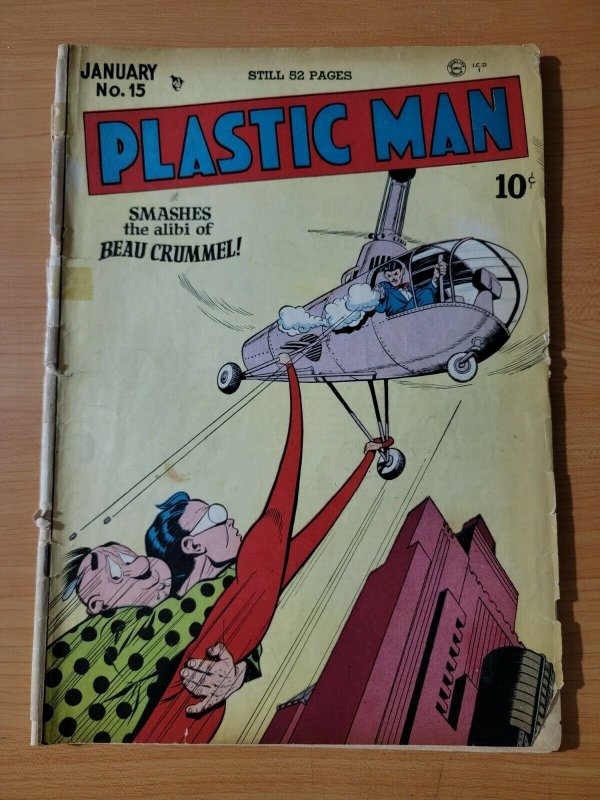 Plastic Man #15 ~ GOOD - VERY GOOD VG ~ 1949 Quality Comics