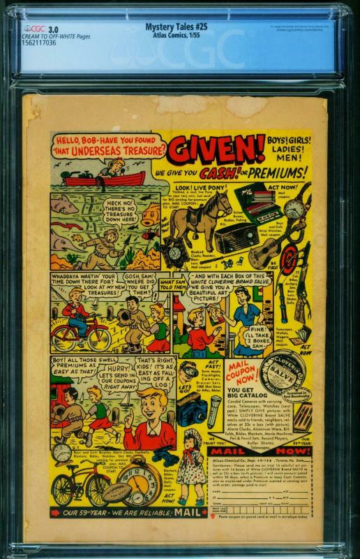Mystery Tales #25 CGC 3.0 1955- Atlas horror-Pre-Code- 1562117036