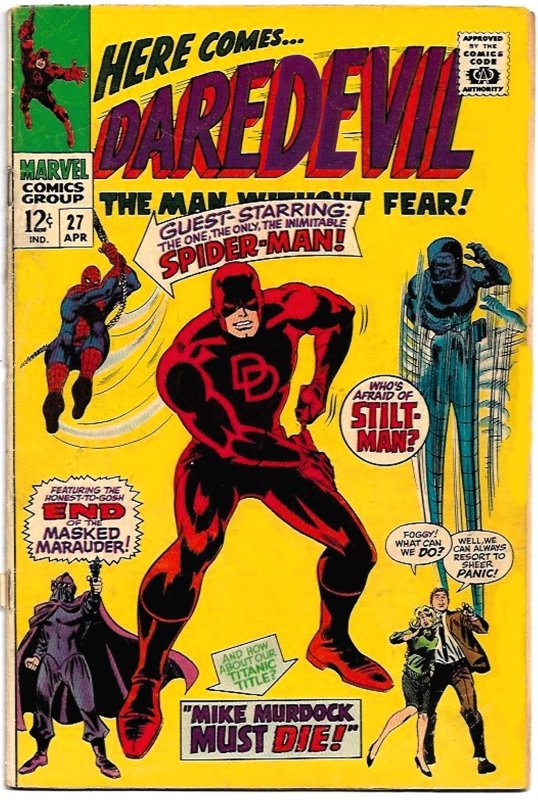 DAREDEVIL #27 (Apr1967) 4.0 VG  Stan Lee & Gene Colan! • SPIDER-MAN crossover!