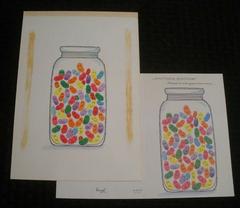 HAPPY BIRTHDAY I Won't Spill the Jelly Beans 7x10 Greeting Card Art #0365