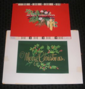 CHRISTMAS Script w/ Boughs of Holly & Angel 2pcs 9x6 Greeting Card Art #52 218