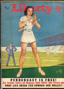 MAG: Liberty Magazine September 7 1940- Baseball pin-up cover- Nazis